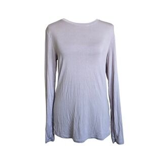 Babaton Sz M Women's Lilac Purple Long‎ Sleeve Stretchy Relaxed Top Rayon Blend
